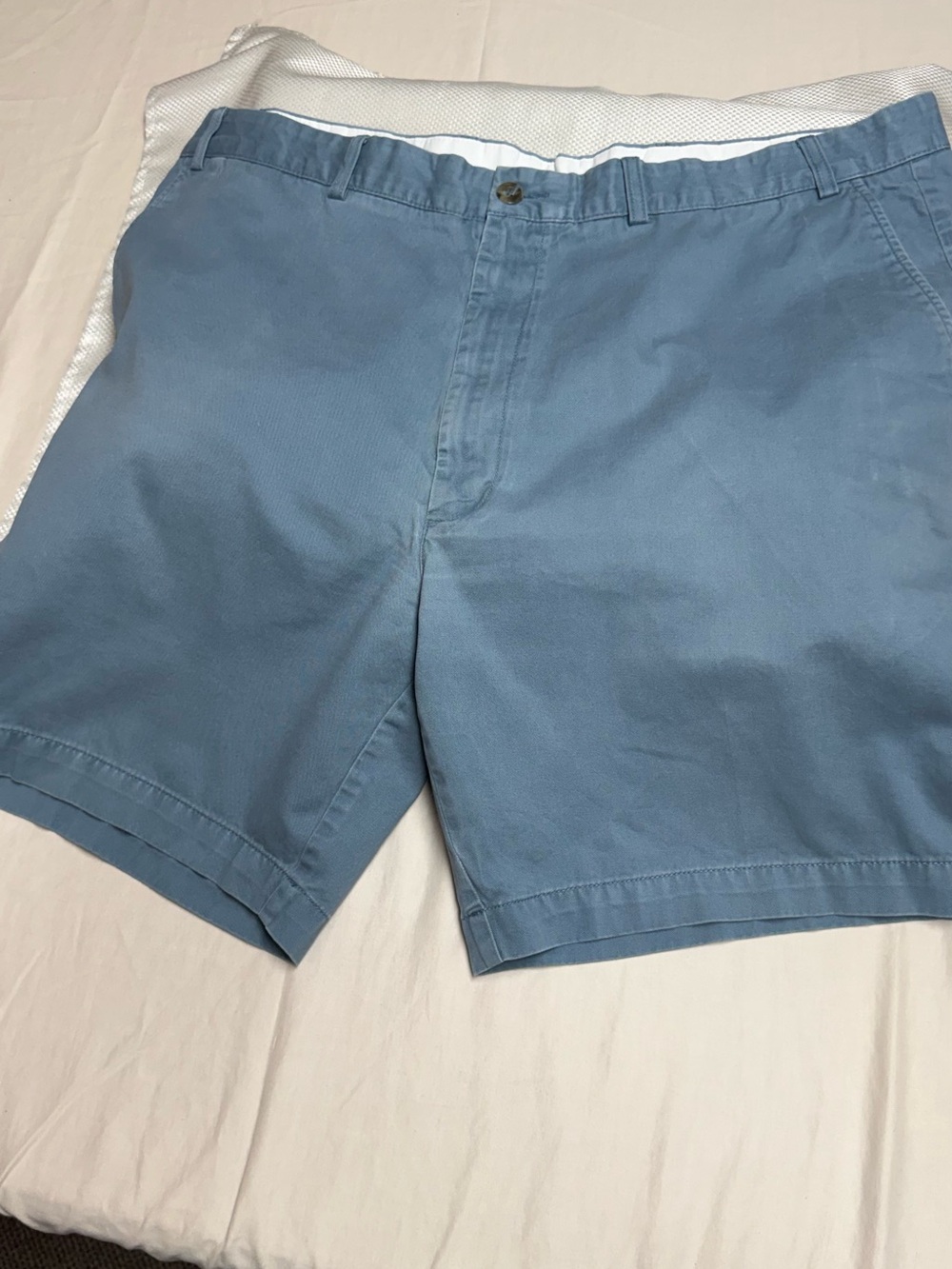 Roundtree & Yorke Sky Blue Flat Front Cotton Blend Shorts